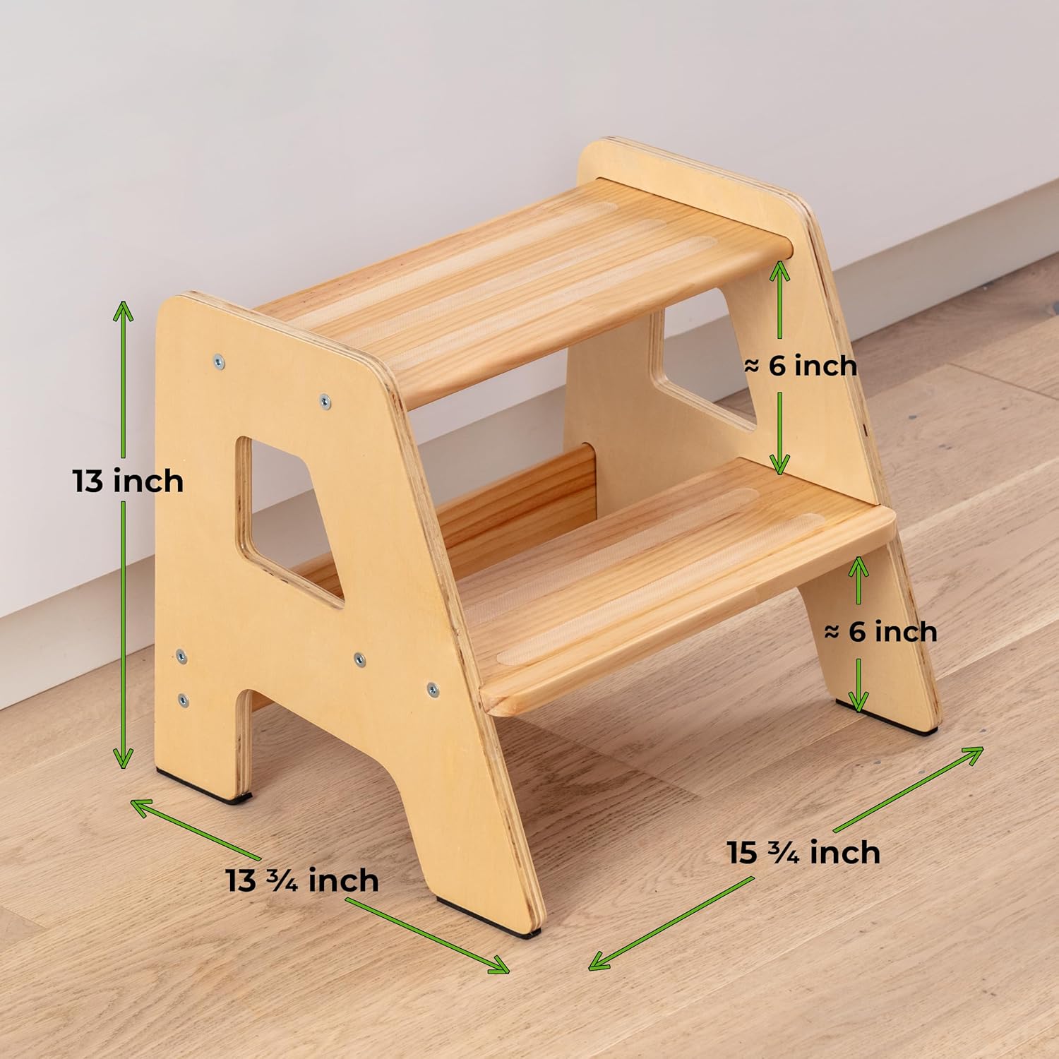 WOODENN Ocodile Stepping-Up Set - Standing Tower and Step Stool for Kids (Varnished)